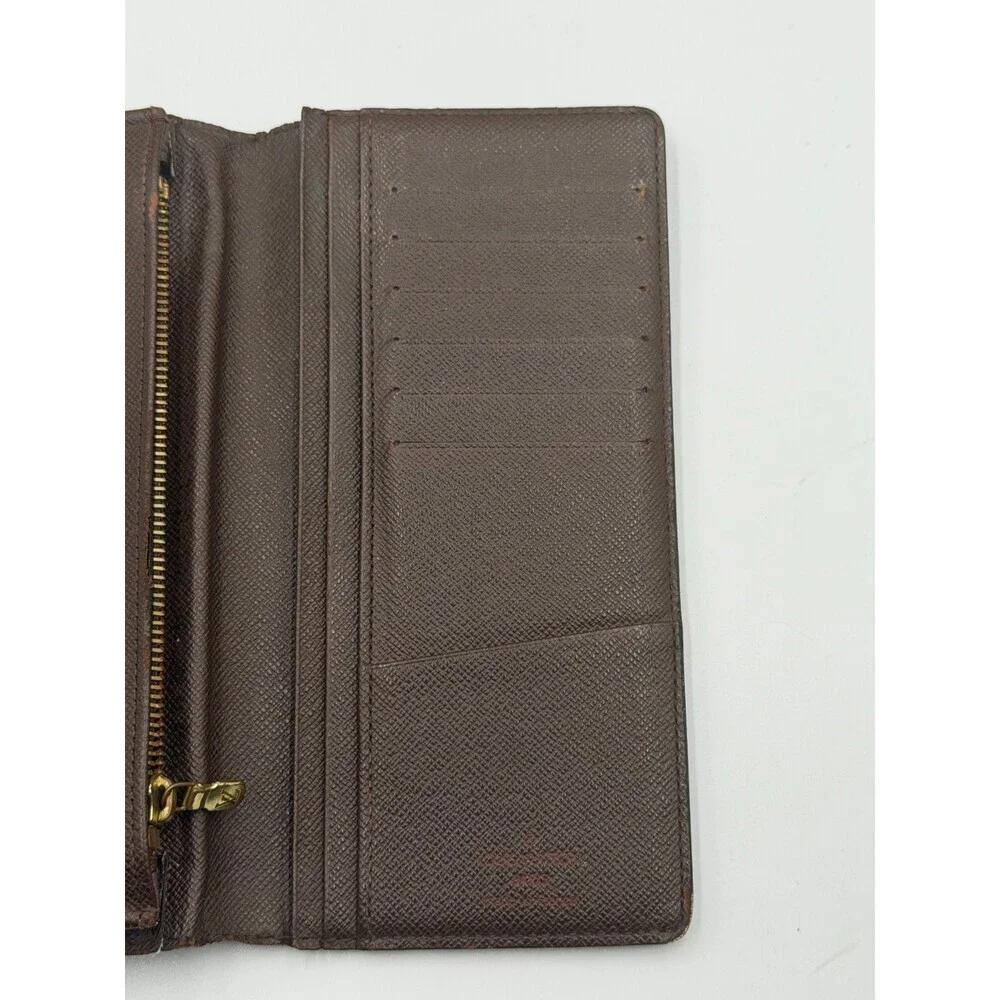 Authentic Louis Vuitton Vintage Brazza Wallet Men's Brown Damier Graphite Zip